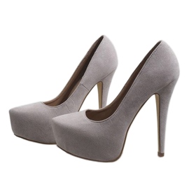 Plateforme en daim gris sur un talon LE107A 3