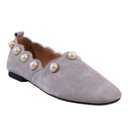 Ballerines noires avec perles 588C-12A gris 1