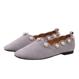 Ballerines noires avec perles 588C-12A gris 3