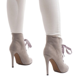 Bottines À Talons Hauts En Daim 680-32 Gris 3
