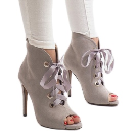 Bottines À Talons Hauts En Daim 680-32 Gris 1