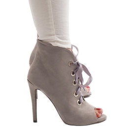 Bottines À Talons Hauts En Daim 680-32 Gris 2