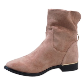 Bottines en daim rose avec une fermeture éclair J905 2