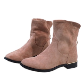 Bottines en daim rose avec une fermeture éclair J905 3