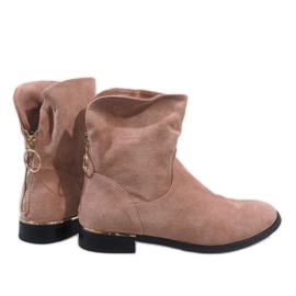 Bottines en daim rose avec une fermeture éclair J905 4
