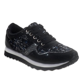 Baskets compensées de sport noires R-41 le noir 1