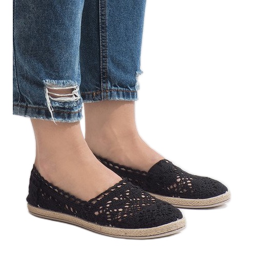 Baskets noires en dentelle JX57P 2