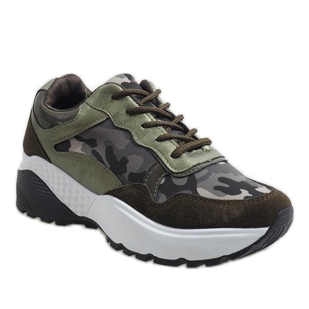 Chaussures de sport à la mode vertes, camo LT013 1