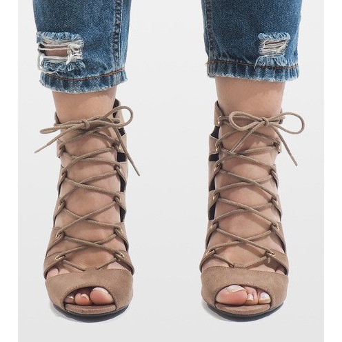 Bottines ouvertes kaki sur talon haut 9095-83A multicolore 2