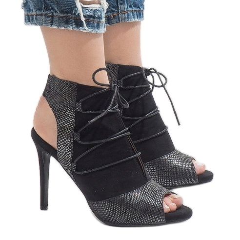 Boots ouvertes noires sur talon HF168-3 1