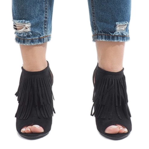 Bottines bohèmes noires sur un talon 1551-149 le noir 2