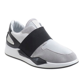 Baskets lycra grises R371 blanche 1