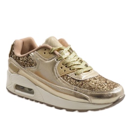 Chaussures de sport dorées brillantes B64-1 d'or 1
