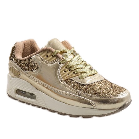Chaussures de sport dorées brillantes B64-1 d'or 1