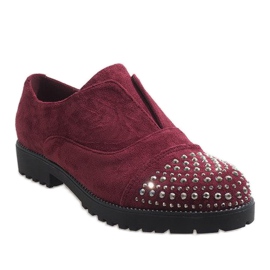 Slip-ons bordeaux avec 22-2 clous rouge 1