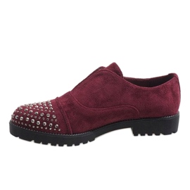 Slip-ons bordeaux avec 22-2 clous rouge 2