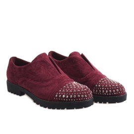 Slip-ons bordeaux avec 22-2 clous rouge 3