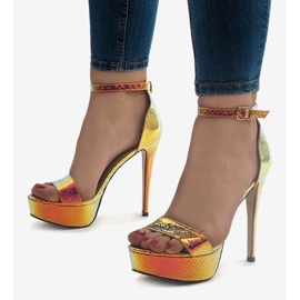 Sandales dorées à talons irisés 8338-19 1