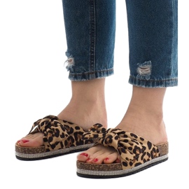 Chaussons léopard avec un nœud N-33 brun 1