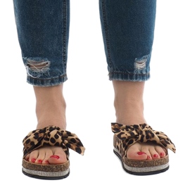 Chaussons léopard avec un nœud N-33 brun 2