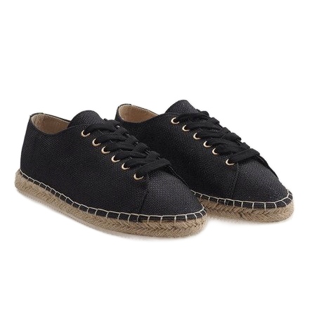 Espadrilles noires à lacets 831-1 le noir 2