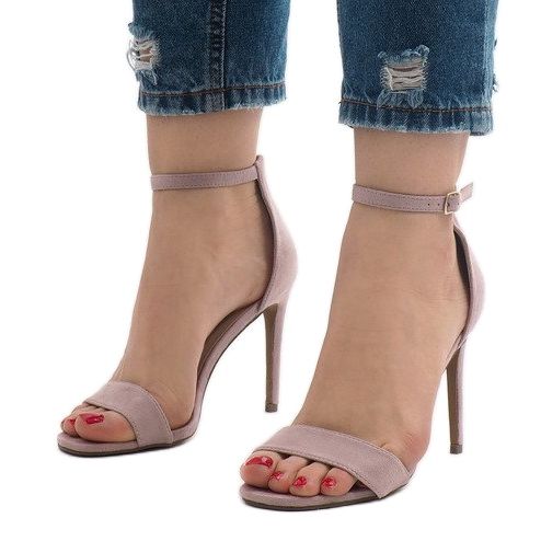 Sandales à talons hauts en daim violet SY-31P 1