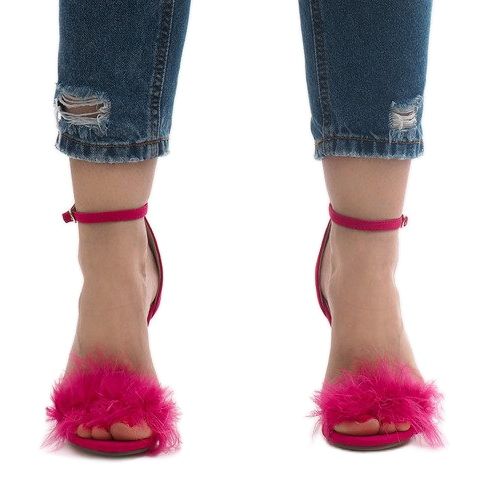 Sandales à talons hauts en daim rose NF-19P 1