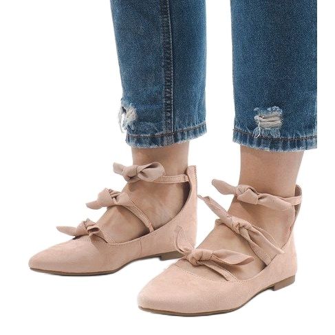 Ballerines roses à lacets avec nœuds G-47 1