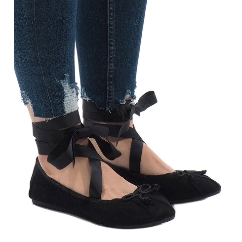 Ballerines noires à lacets avec nœuds B-62 1