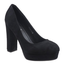 Escarpins en daim noir sur le pilier 12225-2 le noir 1