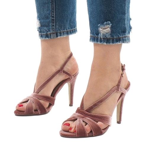Sandales à talons hauts en daim rose 9095-138 1