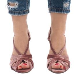 Sandales à talons hauts en daim rose 9095-138 2