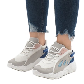 Chaussures de sport tendance multicolores 9115 Bleu blanche rose gris 1