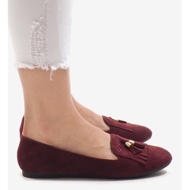 Ballerines mocassins bordeaux à franges H7207 rouge 2