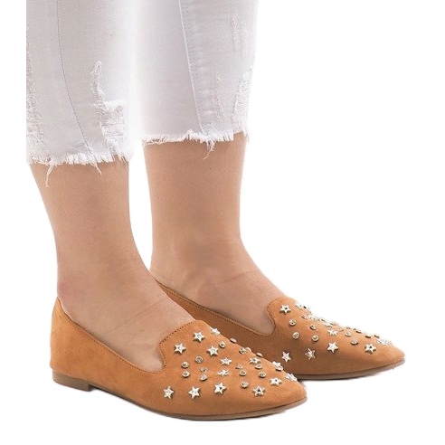 Mocassins camel ballerines F3262 brun 1