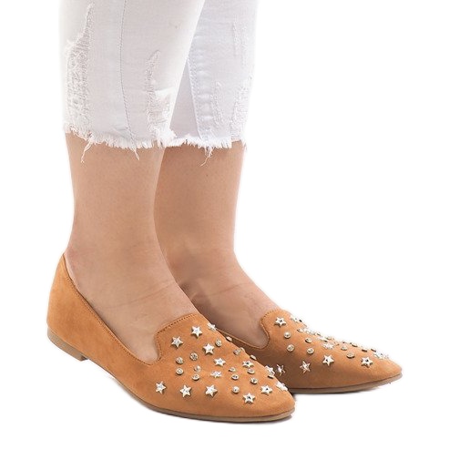 Mocassins camel ballerines F3262 brun 2