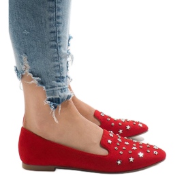 Ballerines mocassins rouges F3262 2