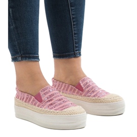 Baskets espadrilles roses sur la plateforme GH001 1 Baskets espadrilles roses sur la plateforme GH001 1