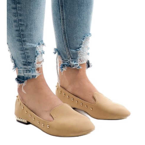 Mocassins camel ballerines ZHC-980 brun 1