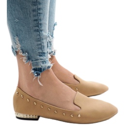 Mocassins camel ballerines ZHC-980 brun 2