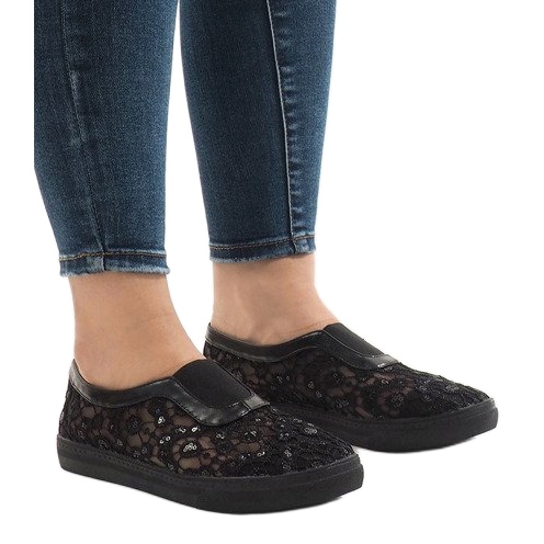 Baskets noires à lacets HC232 1