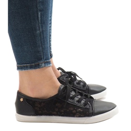 Baskets noires en dentelle JX05 le noir 1
