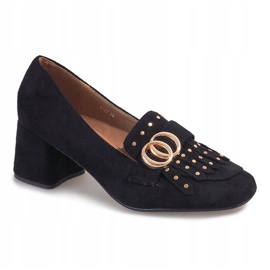 Escarpins en daim noir sur le poteau LB-339 le noir 1