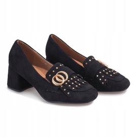 Escarpins en daim noir sur le poteau LB-339 le noir 2
