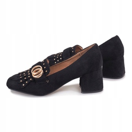 Escarpins en daim noir sur le poteau LB-339 le noir 4