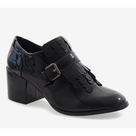 Bottines à talons laquées noires PZY-02 le noir 1