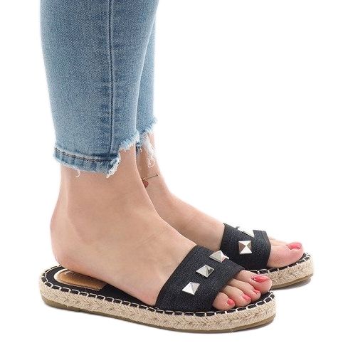 Chaussons jeans noirs 7087 clous 1