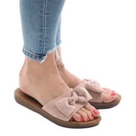 Chaussons roses avec un nœud 6376-2 1