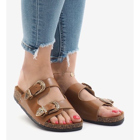 Chaussons camel avec boucles 7018-PL brun 2