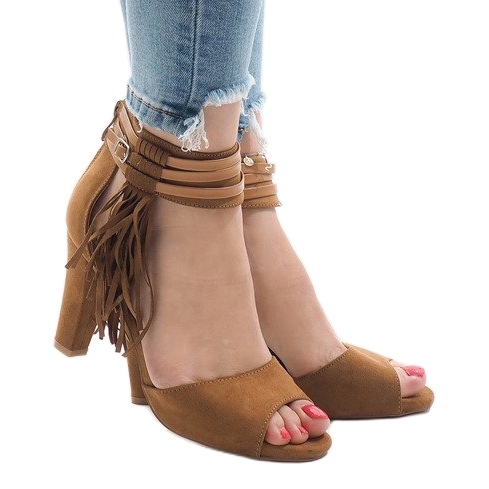 Sandales camel sur le post boho 1275-GL brun 1